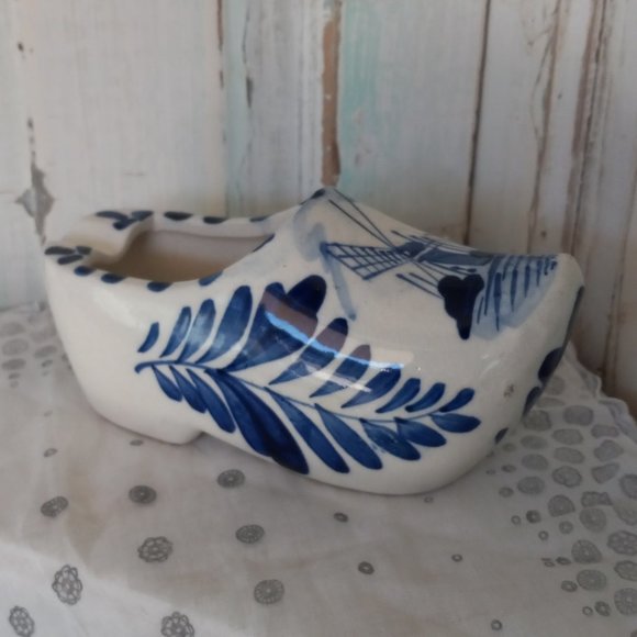 Blue & White Delfts Blauw Holland Clog Ashtray - Picture 3 of 8